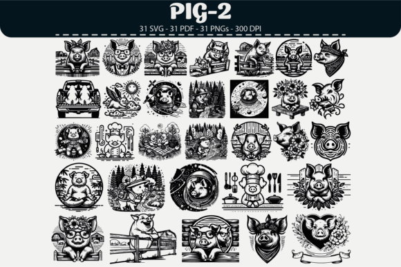 Download Pig Vector Clipart – 31 Designs - Premium Resources